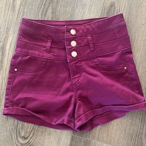 Refuge High Waisted Mini Shorts Button Fly Burgundy Maroon Junior’s Size 0